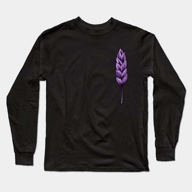 Purple Wheat Watercolor Art Long Sleeve T-Shirt by Print Art Station